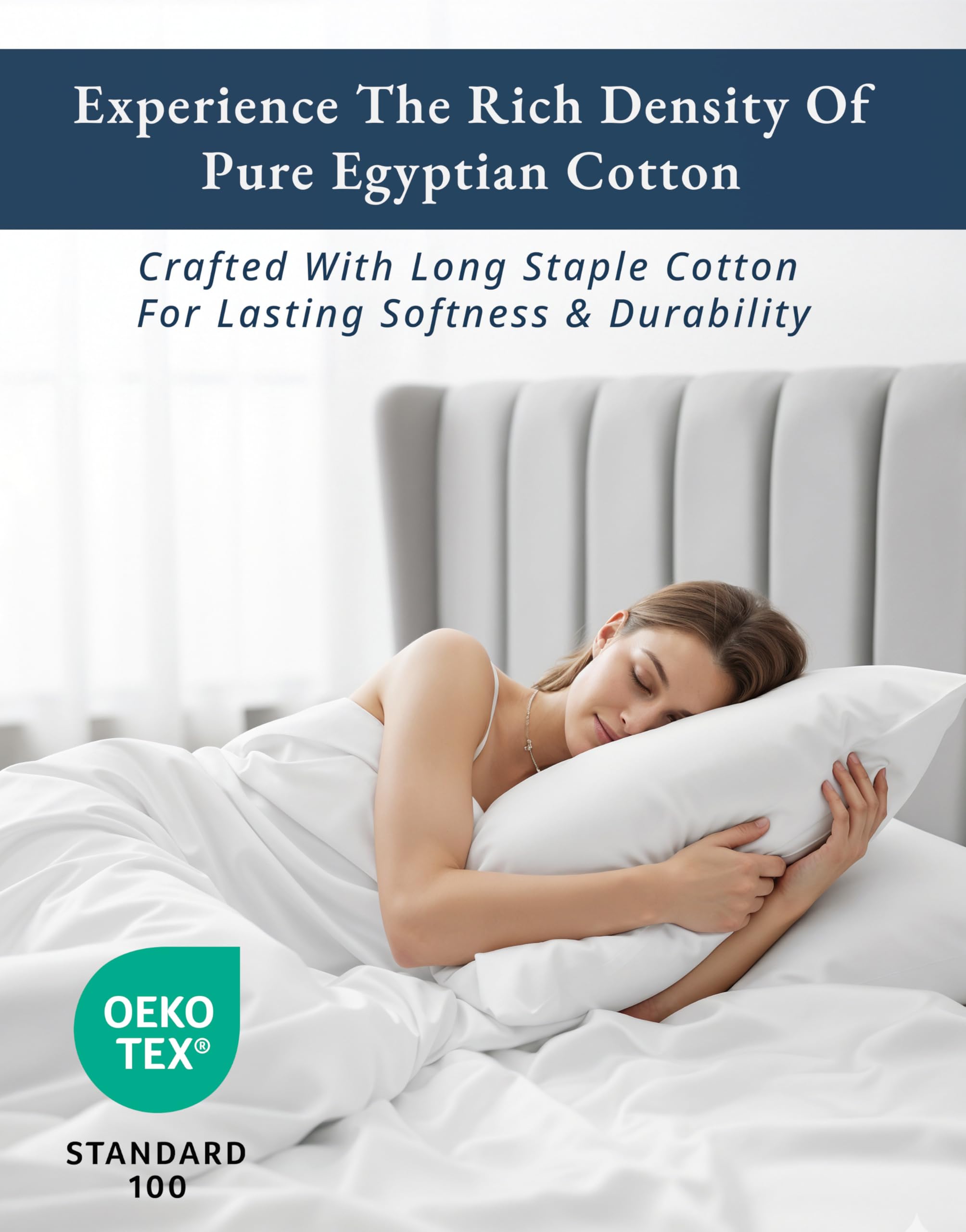 LANE LINEN 100% Egyptian Cotton Sheets Queen Size Sateen Weave - - LANE LINEN Official Product View 4