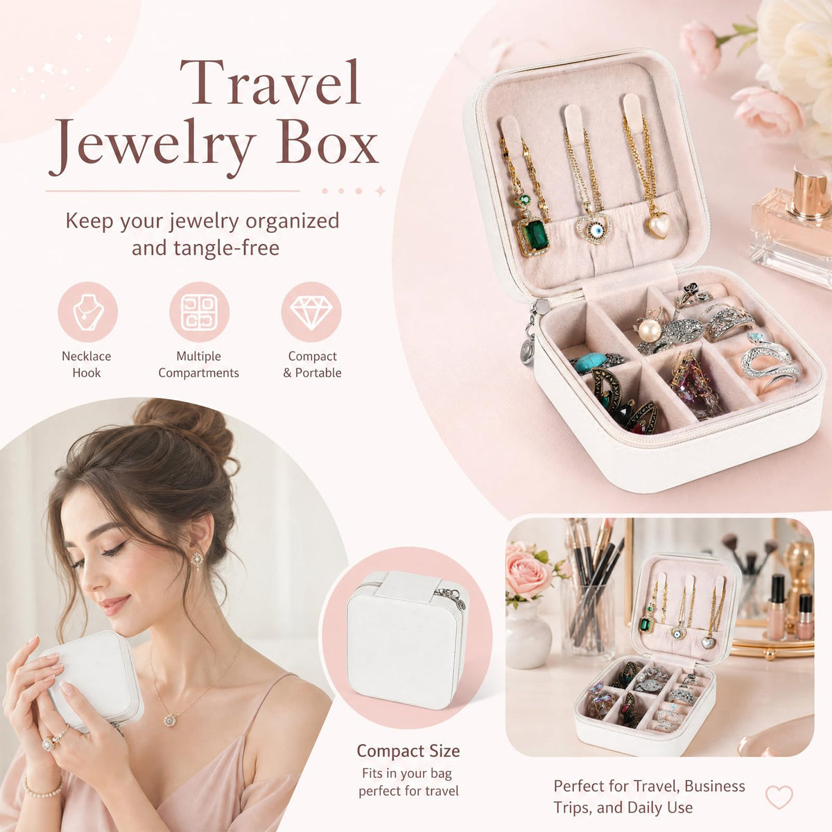 16 Pcs Mini Travel Jewelry Case PU Leather Jewelry Box - moheaaei Official Imagery - 7