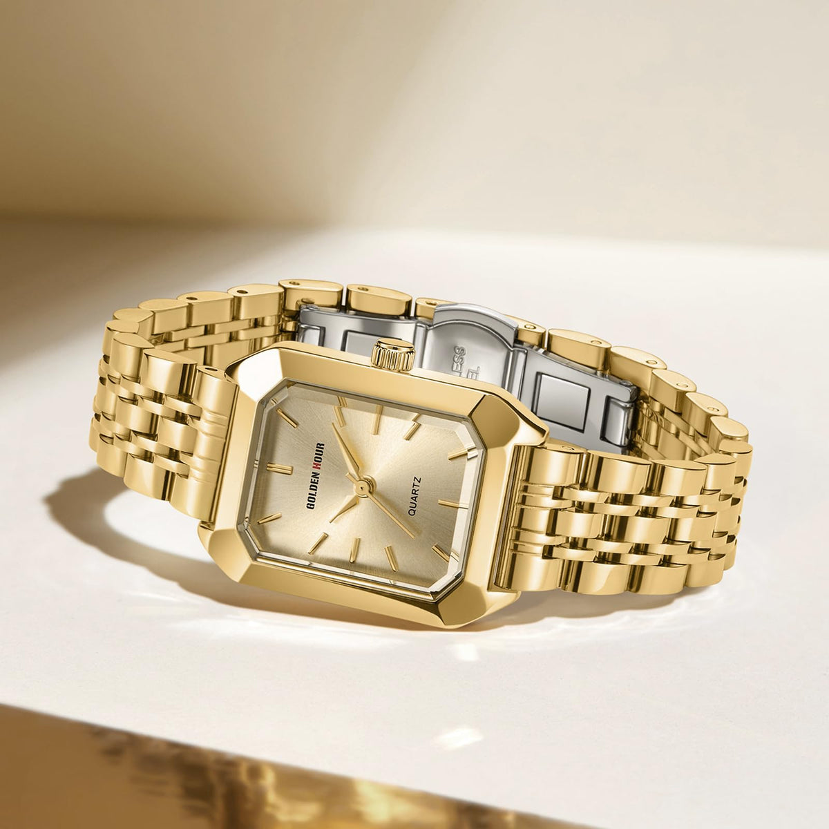 GOLDEN HOUR Women s Rectangular Quartz Watch Gold Tone - GOLDEN HOUR Official Imagery - 8