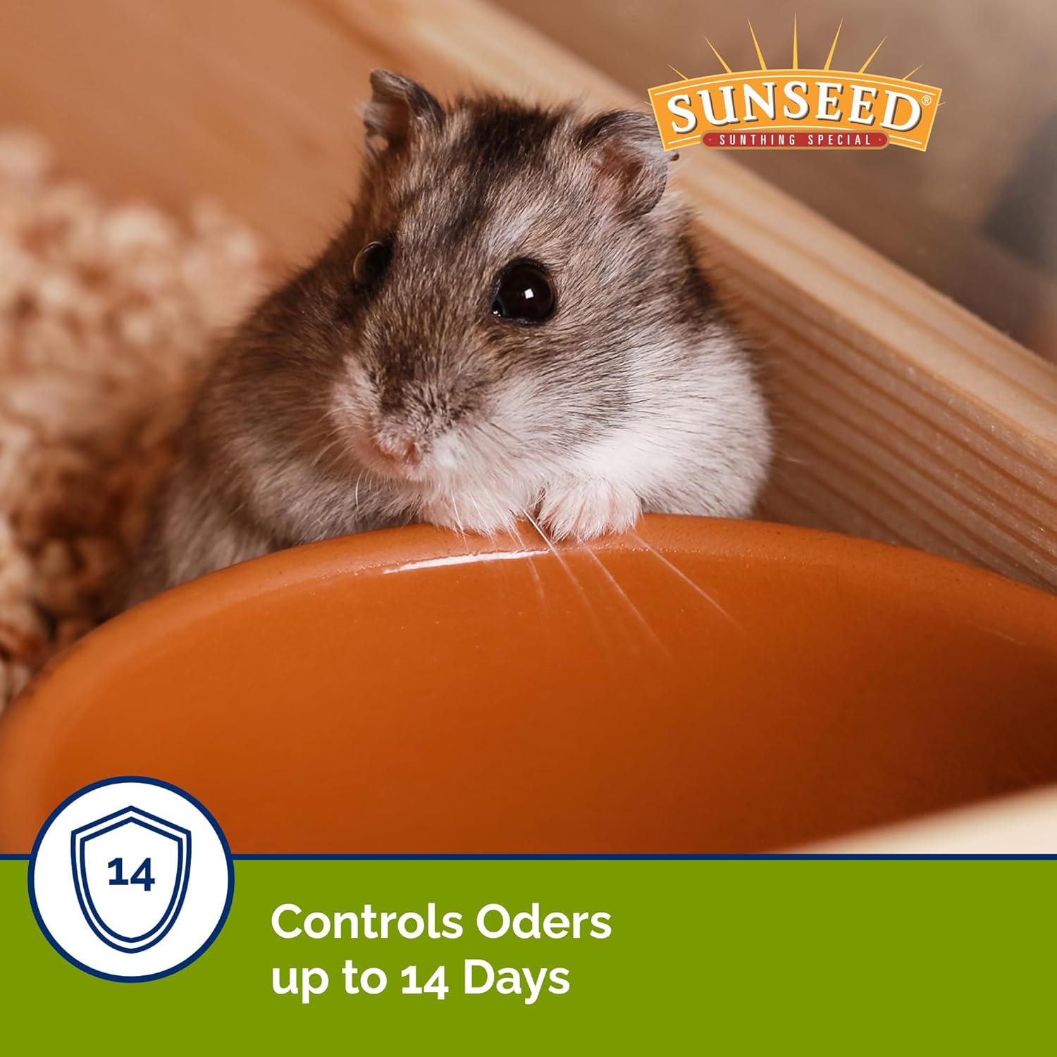 Sunseed Fresh World small animal bedding in original gray, 450 cubic inch, soft and absorbent bedding for pet hamsters, guinea pigs, or rabbits.