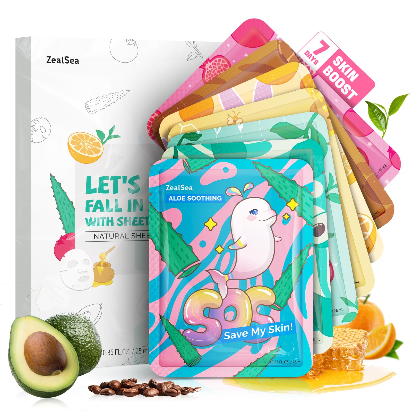 ZealSea Face Mask Skincare Facial Sheet Mask Spa Gifts for Kids Girls Women - ZealSea Official Product View 2