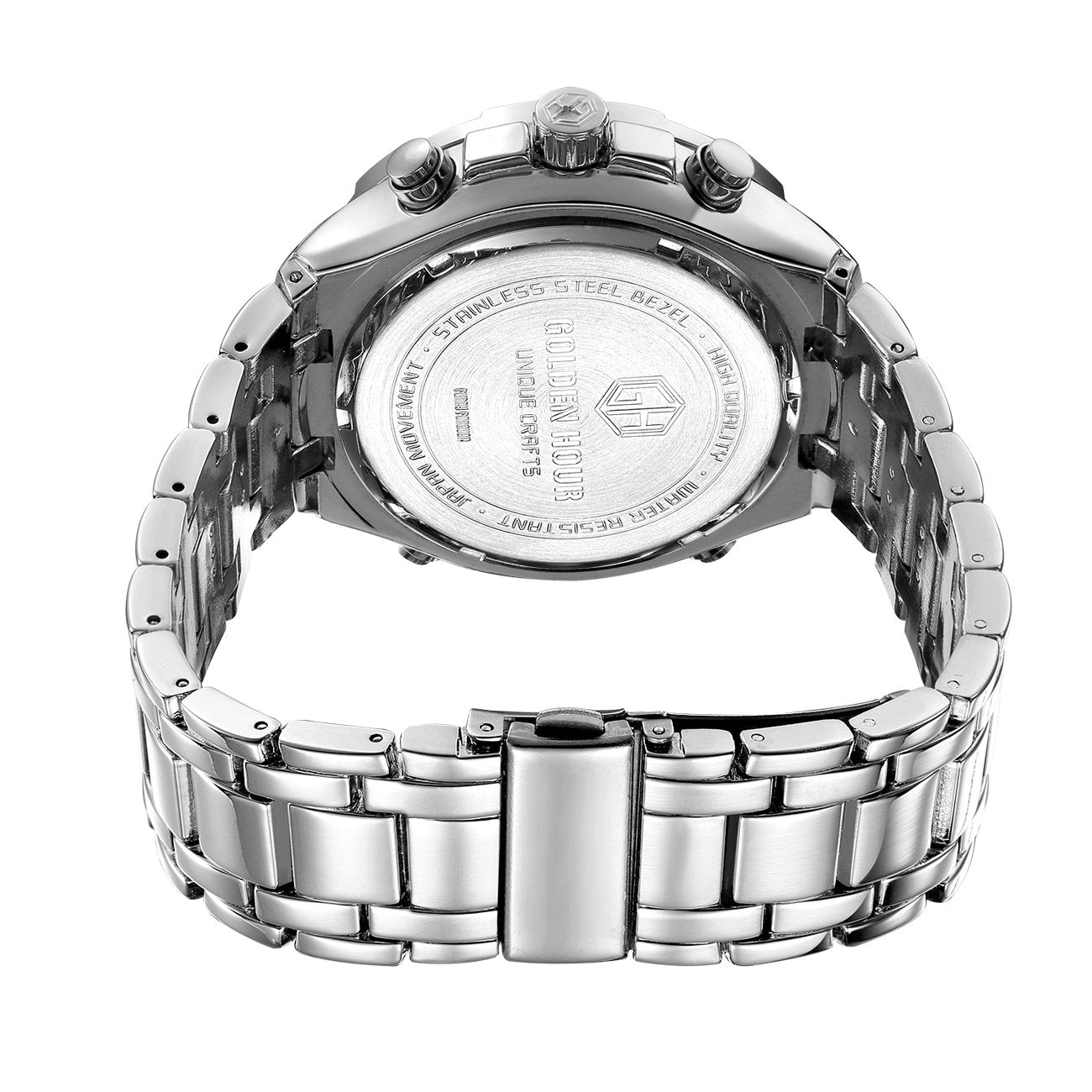 GOLDEN HOUR Men's Sport Analog Digital Watch Silver