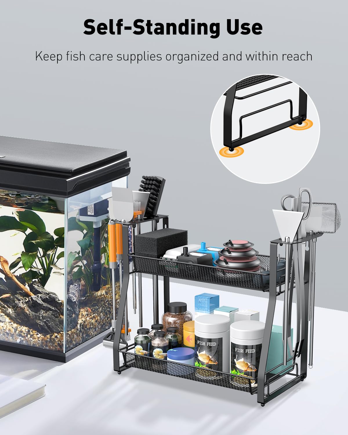 Pawfly Aquarium Tool Organizer Detachable Metal Fish Tank - Pawfly Official Imagery - 7