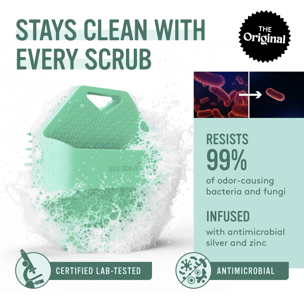 Sud Scrub Antimicrobial Silicone Body Scrubber Exfoliating - Sud Scrub Official Imagery - 3