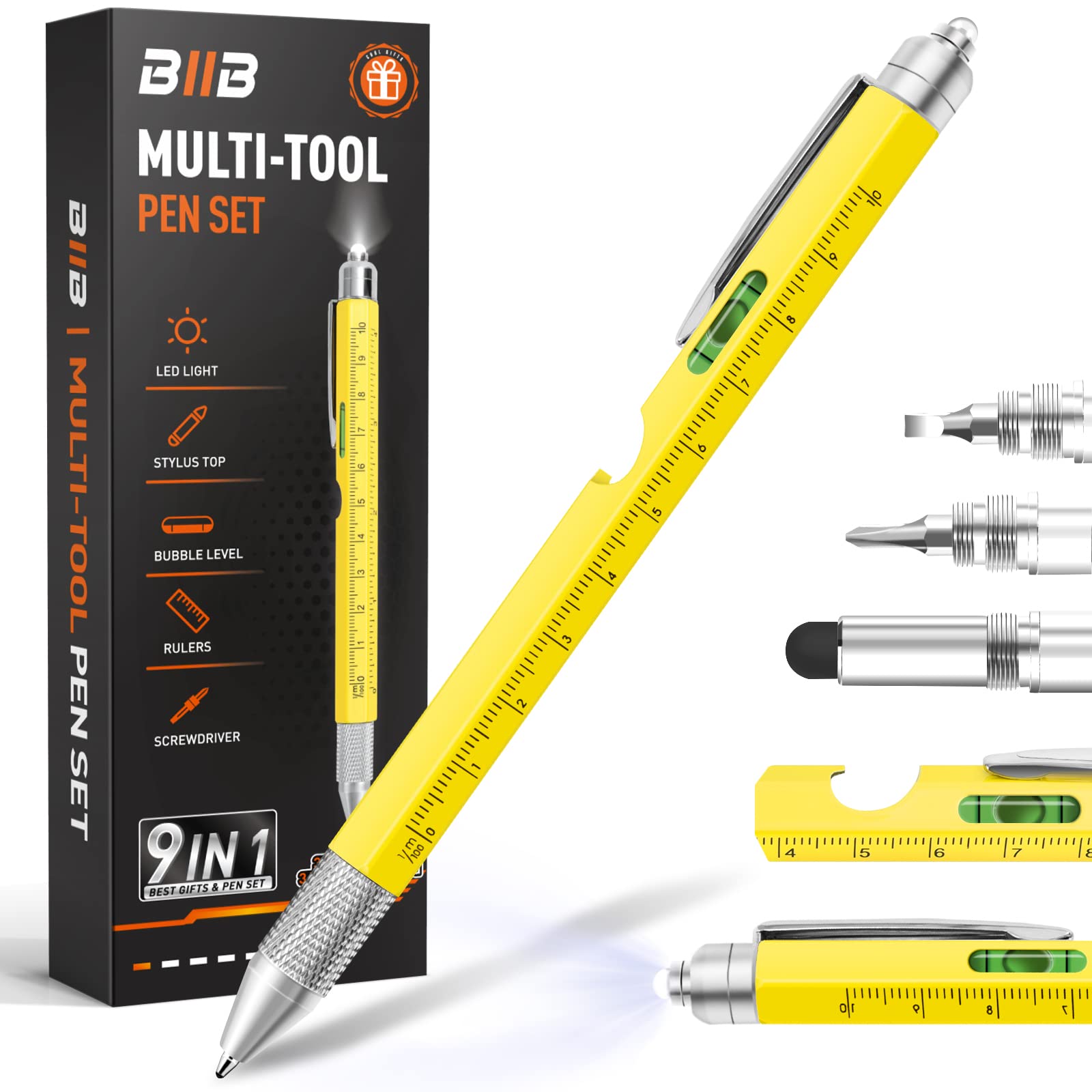 BIIB Gifts for Men 9-in-1 Multitool Pen, Stocking Stuffers for Me by BIIB - Angle View 1
