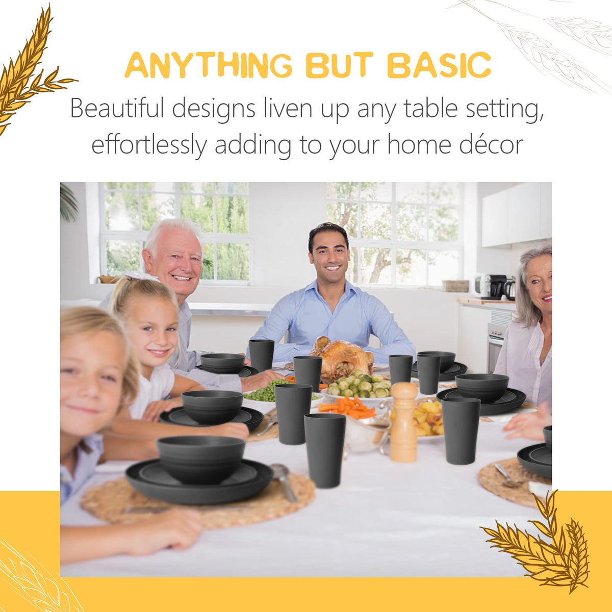 Teivio 32 Piece Plates and Bowls Sets for 8 Kitchen Dish - Teivio Official Imagery - 8