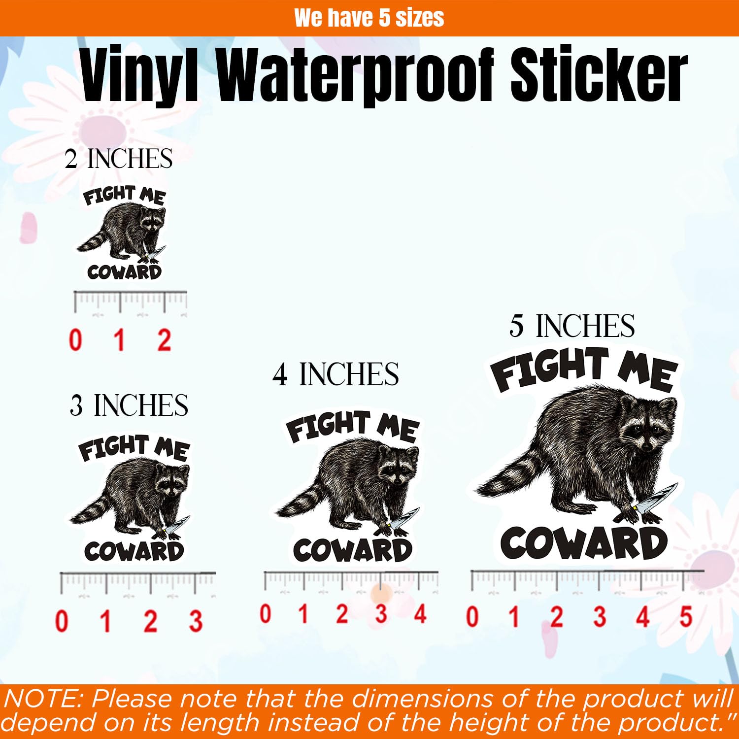 Fight Me Coward Raccoon Sticker Hard Hat Blue Collar Meme Funny Racoon with Knife Waterproof Vinyl Sticker for Laptop Water Bottle Phone Case Cars - Decor Decal Stuff Gift Idea for Her Him Adults Kid