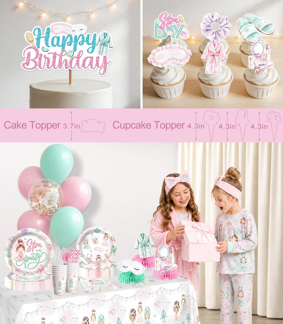 205pcs Spa Party Supplies for Girls Tableware Set for 25 - Yingoto Official Imagery - 7