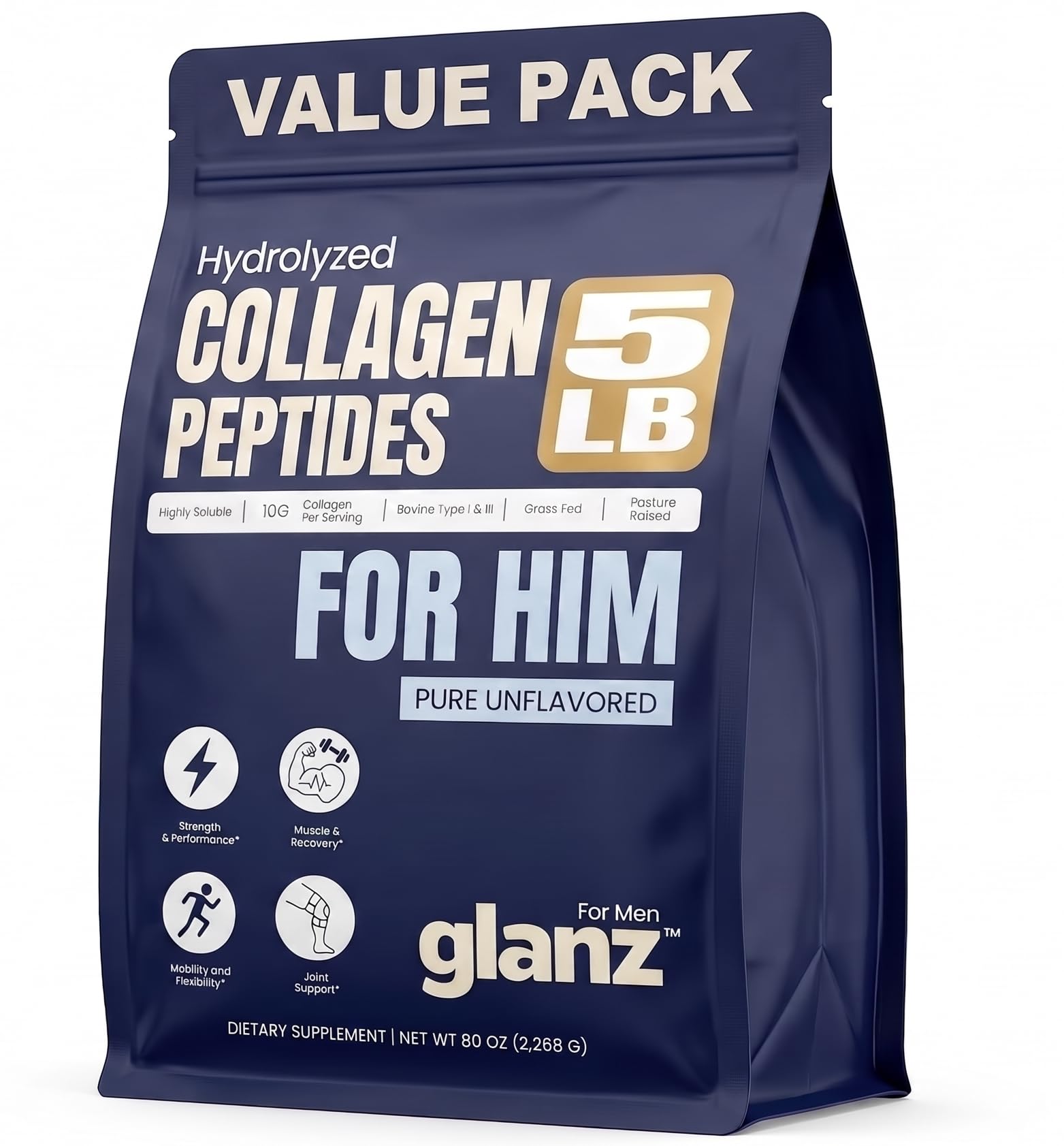 GLANZ Collagen Peptides for Men Hydrolyzed Powder Unflavored - GLANZ Official Imagery - 2