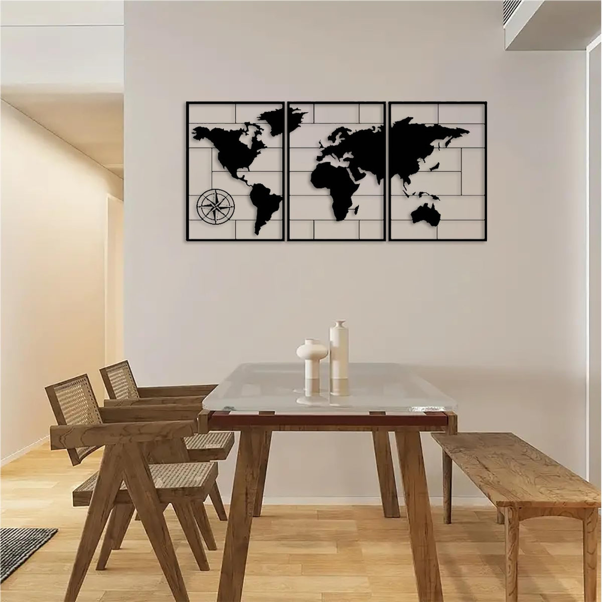 DUOOLN 3 Pcs Metal World Map Wall Decor Art Travel - DUOOLN Official Imagery - 7