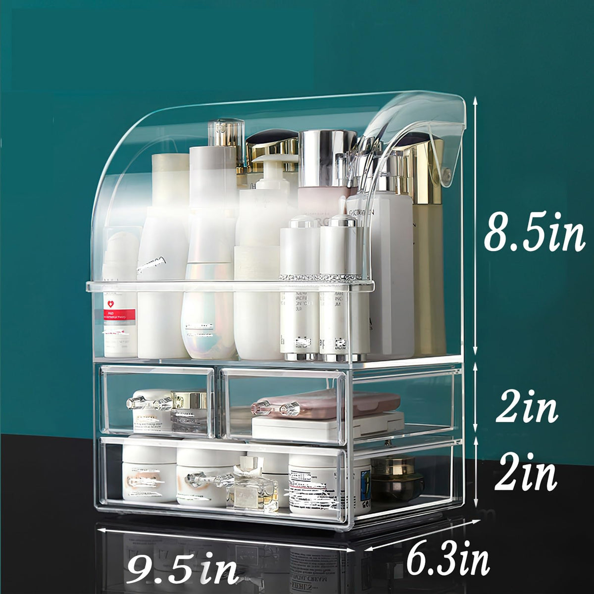 Clear Large Acrylic Makeup Organizer With Lid Cosmetic - UShioart Official Imagery - 3