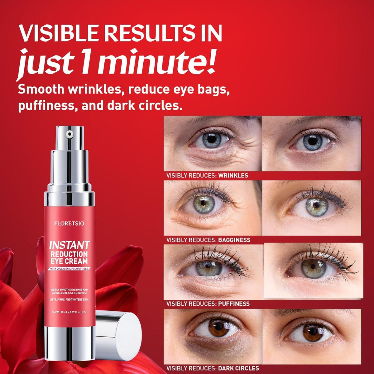 Instant Eye Face Lift Cream in 60s Wrinkle Filler 0 67 oz - Floretsio Official Imagery - 3