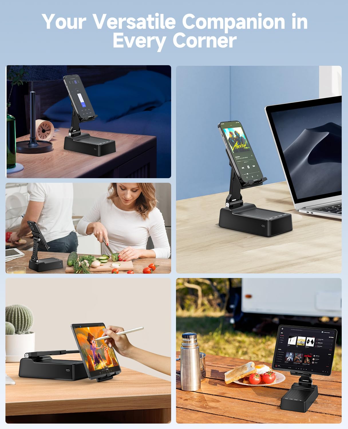 FRONTSUN Gifts for Men Women, Phone Stand with Bluetooth Speaker, by FRONTSUN - Angle View 6