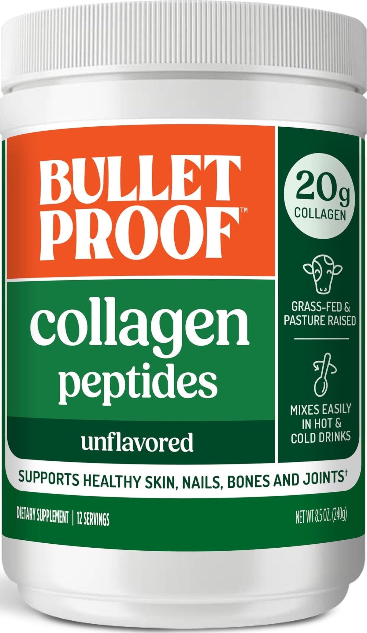 Bulletproof Unflavored Collagen Peptides Powder 20g Grass - Bulletproof Official Imagery - 1