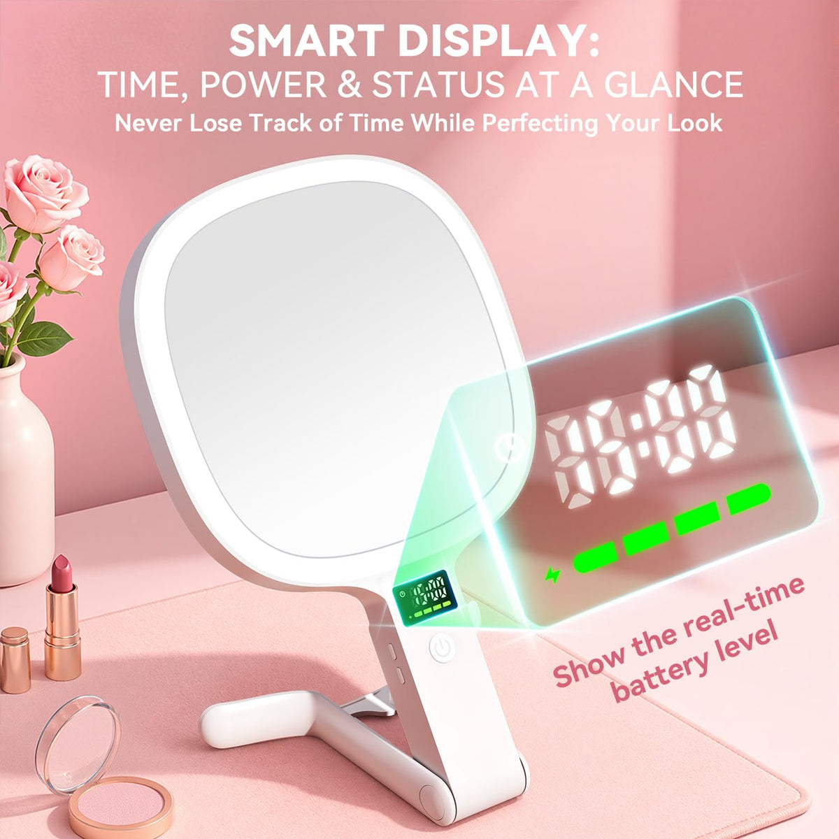 Auxmir 30X 1X Travel Makeup Mirror with Lights LED Display 3 - Auxmir Official Imagery - 7