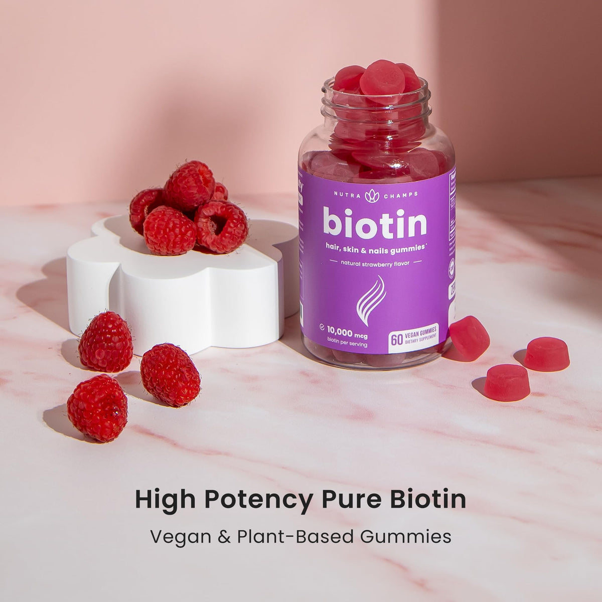 NutraChamps Biotin Gummies 10 000mcg for Healthy Hair Skin - NutraChamps Official Imagery - 6