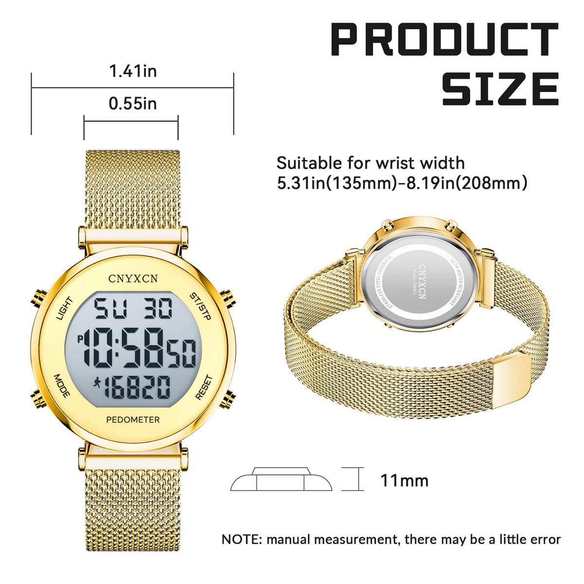 CNYXCN Waterproof Sports Digital Watch Pedometer Watch Step - CNYXCN Official Imagery - 5
