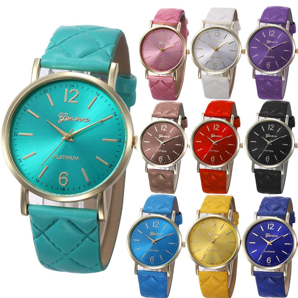 10 Pack Women Men Unisex Platinum Watches Roman Leather Band - Product Imagery