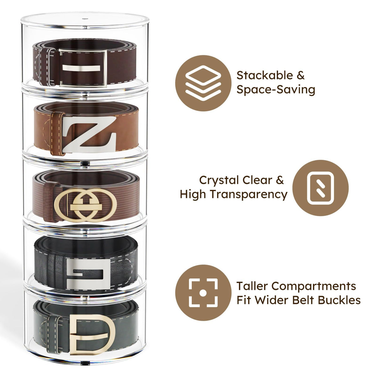 FEMELI Acrylic Belt Storage Organizers For Closet 5 Layer - FEMELI Official Imagery - 6