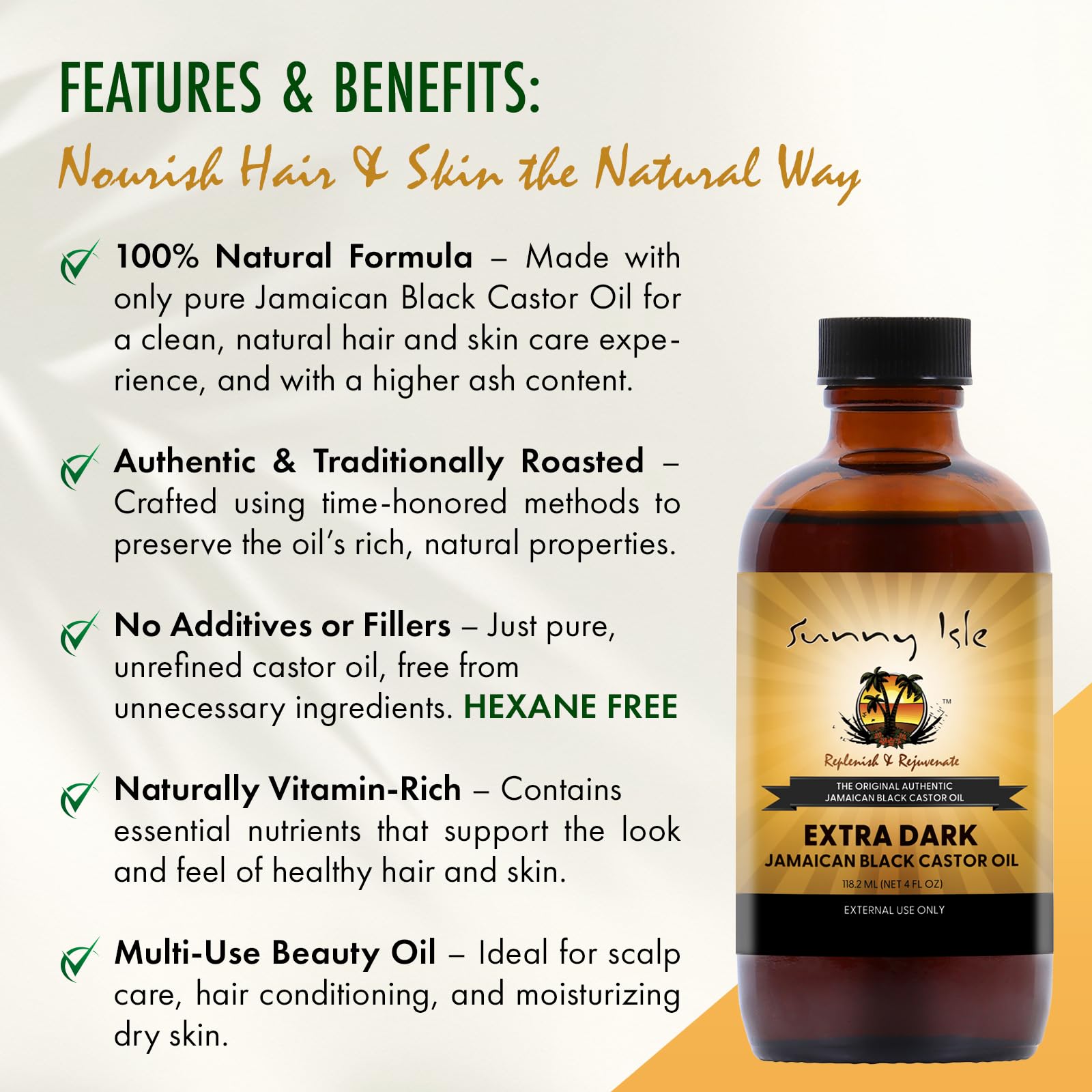 Sunny Isle Extra Dark Jamaican Black Castor Oil , Richer Thicker JBCO - Sunny Isle Official Product View 5