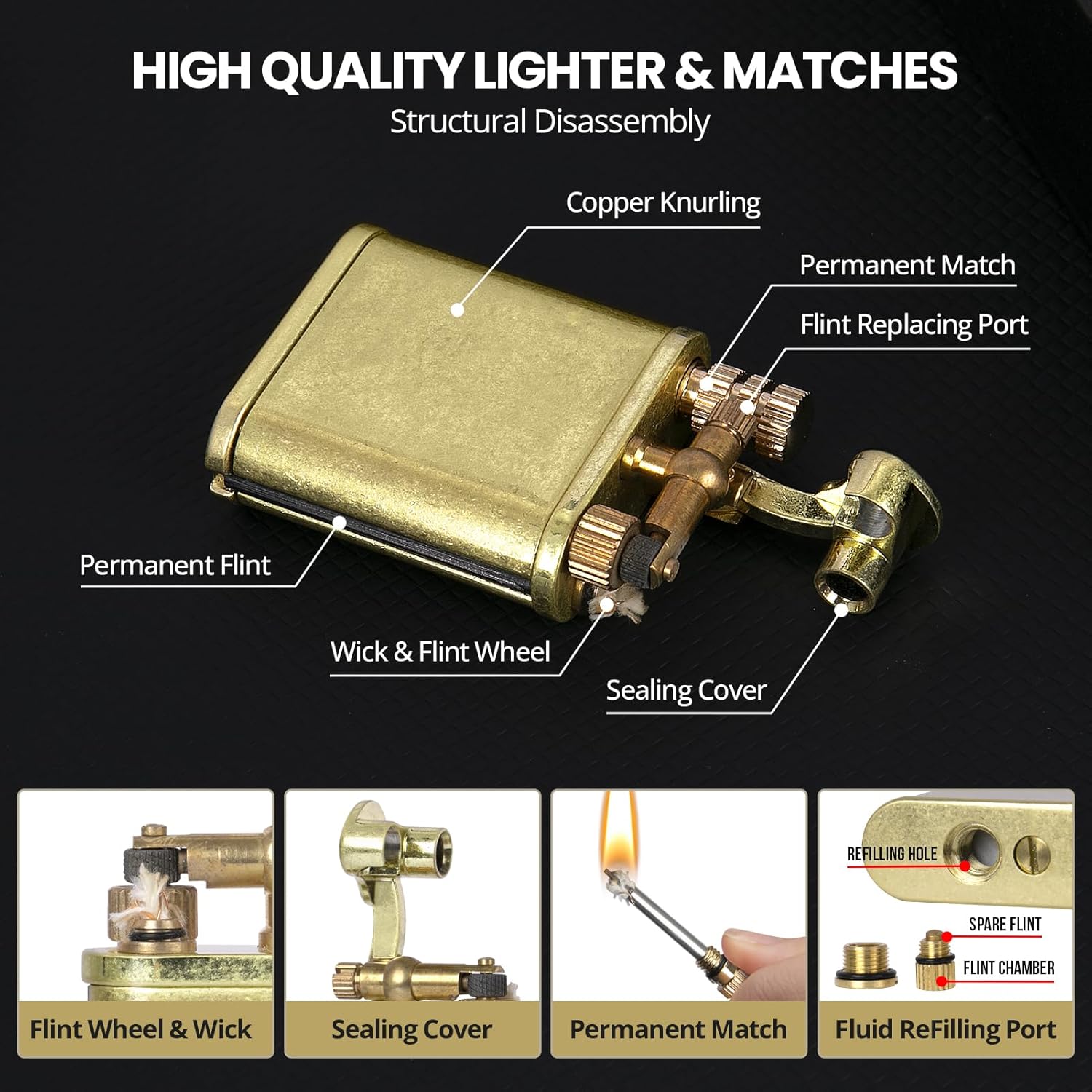 Vintage Choicedc trench lighter with a metal body and permanent match design, featuring a cool, unique pipe lighter style.
