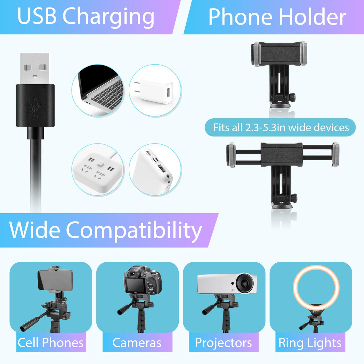 Sensyne 12 inch Ring Light with 67 inch Selfie Stick Tripod - SENSYNE Official Imagery - 6