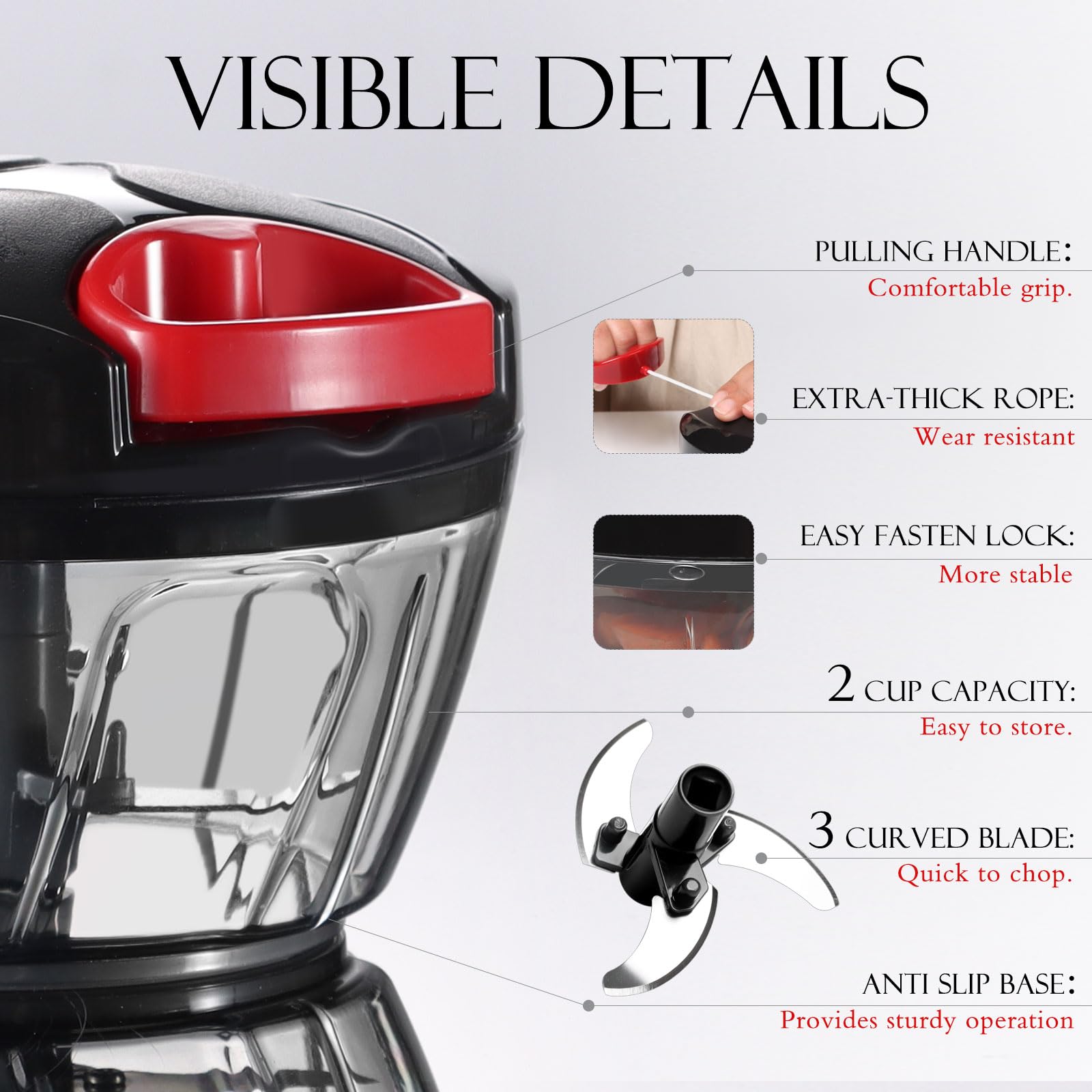 Ourokhome Manual Food Processor Vegetable Chopper, Portable Hand - Ourokhome Official Product View 4