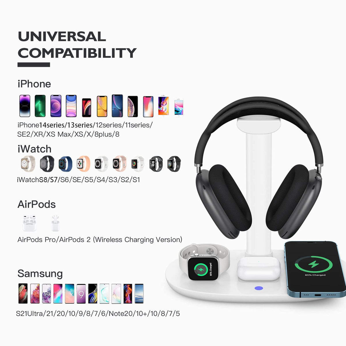 Headphone Stand with 15w Wireless Charger Suguder 4 in 1 - Suguder Official Imagery - 3