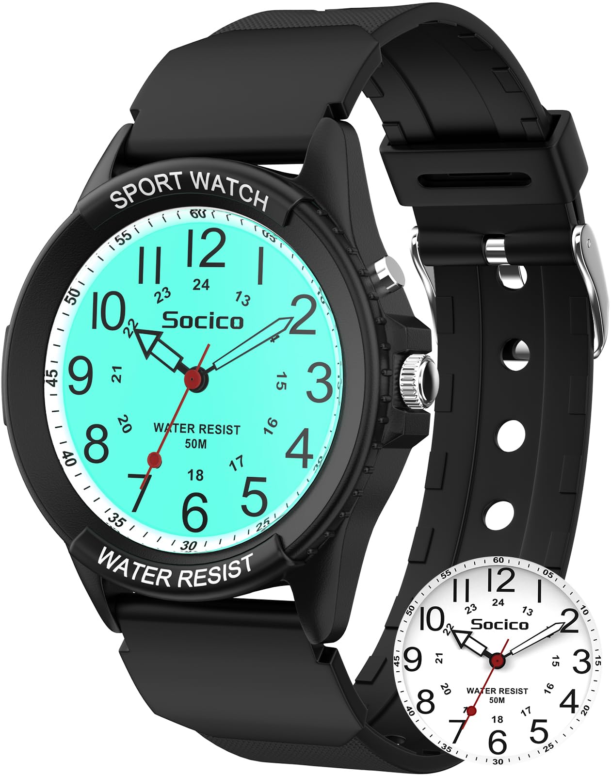 SOCICO Analog Watch for Women Nurses 50M Waterproof Night Light - Product Imagery
