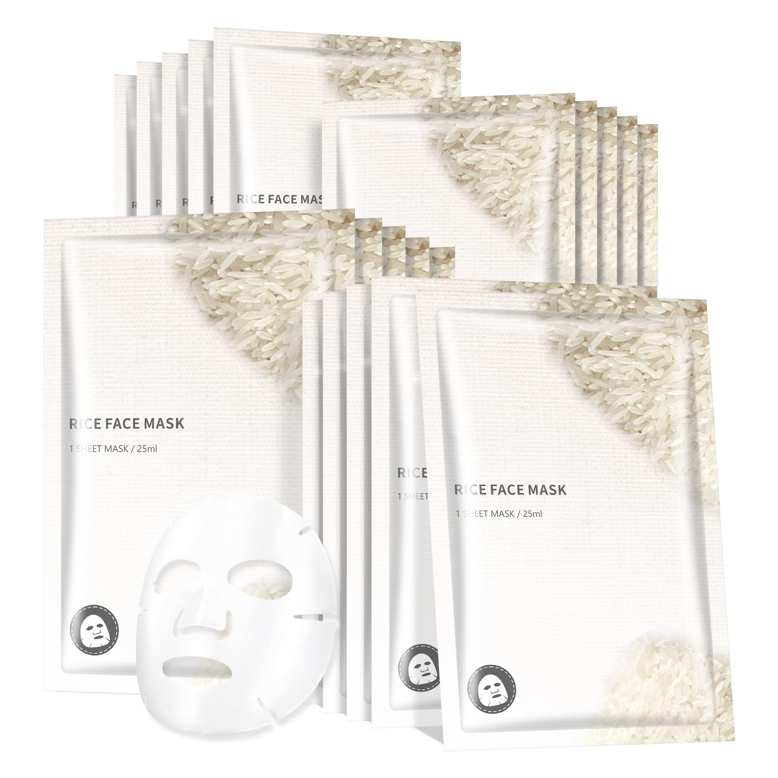 IREV Rice Sheet Mask, Skin Care Face Mask, Hydrating Rice Mask, - IREV