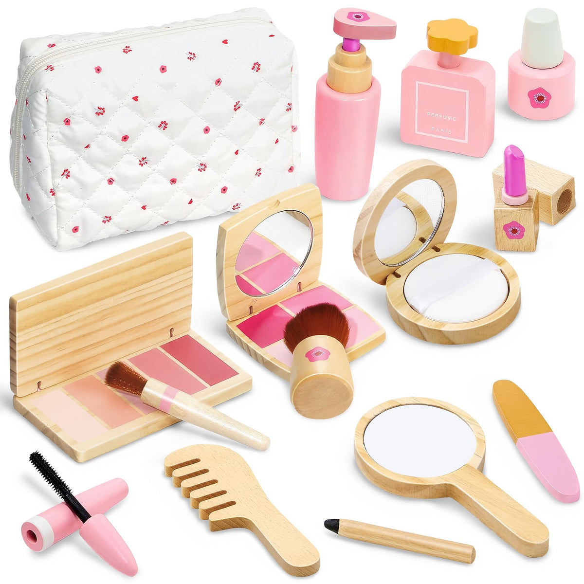 Wooden Makeup Toy Set for Toddler Play Makeup Kit for Girls - KIDBEST Official Imagery - 1