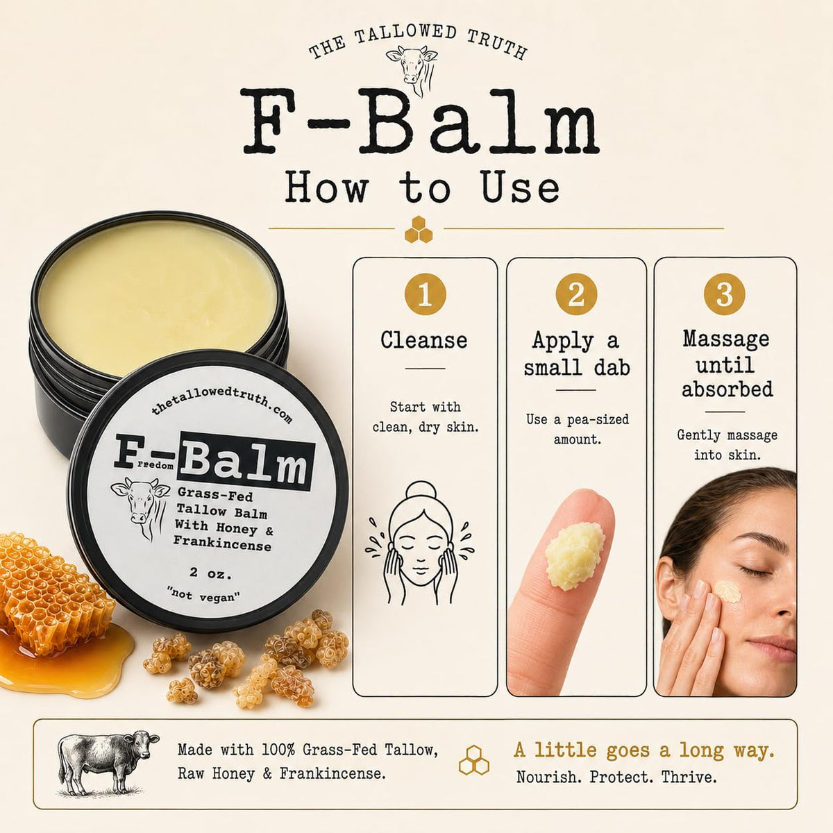 The Tallowed Truth Beef Tallow and Honey Balm 2 oz - The Tallowed Truth Official Imagery - 6
