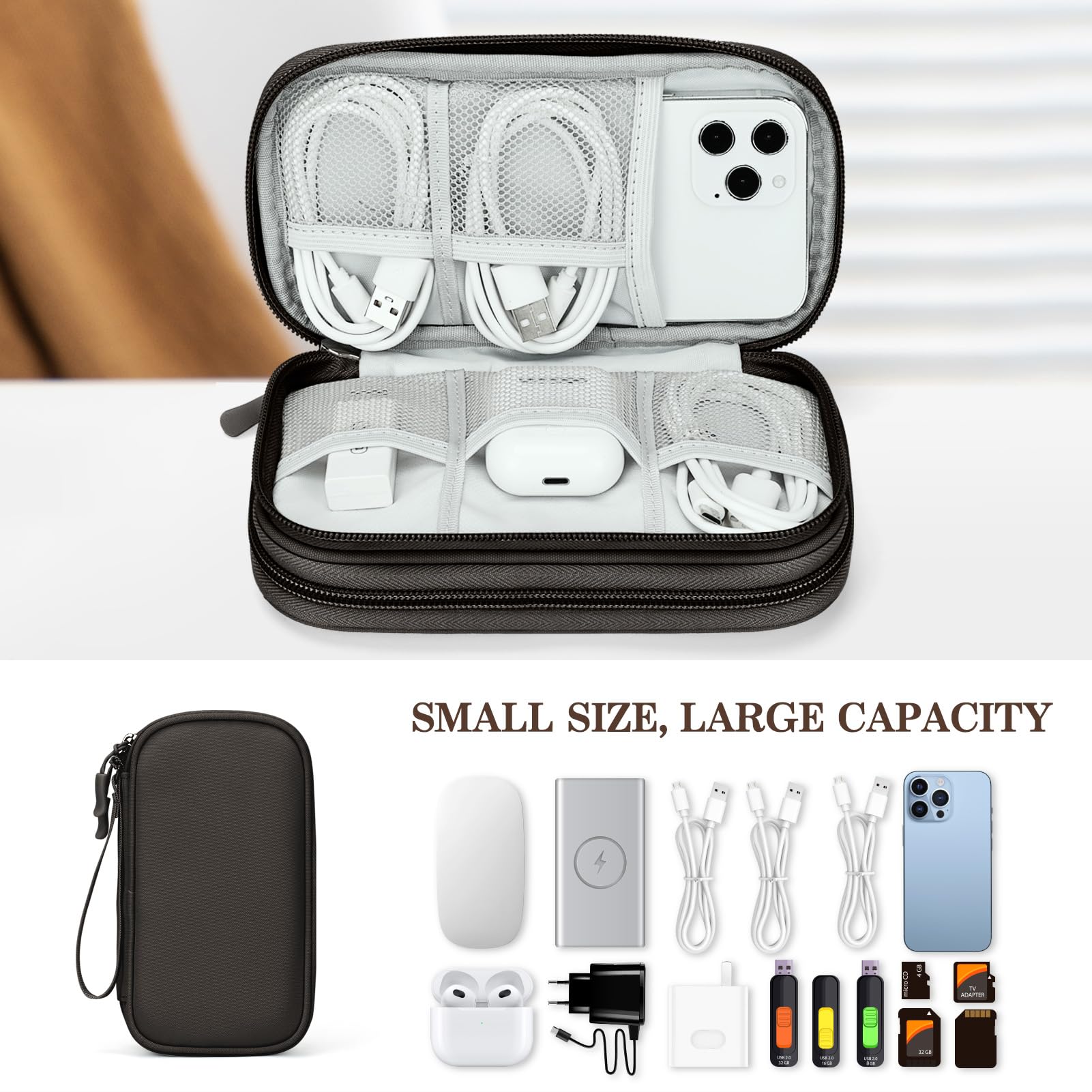 FYY Electronic Organizer, Travel Tech Pouch Bag, Cable Organizer Coffe - View 6