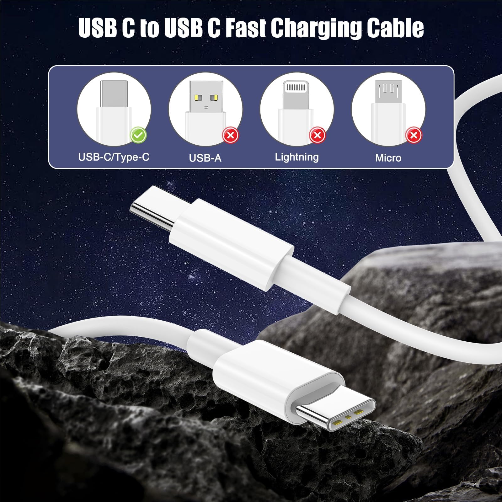 LOFPYE 3-Pack USB C to USB C Cable 60W Fast Charging [3.3+6.6+10FT]