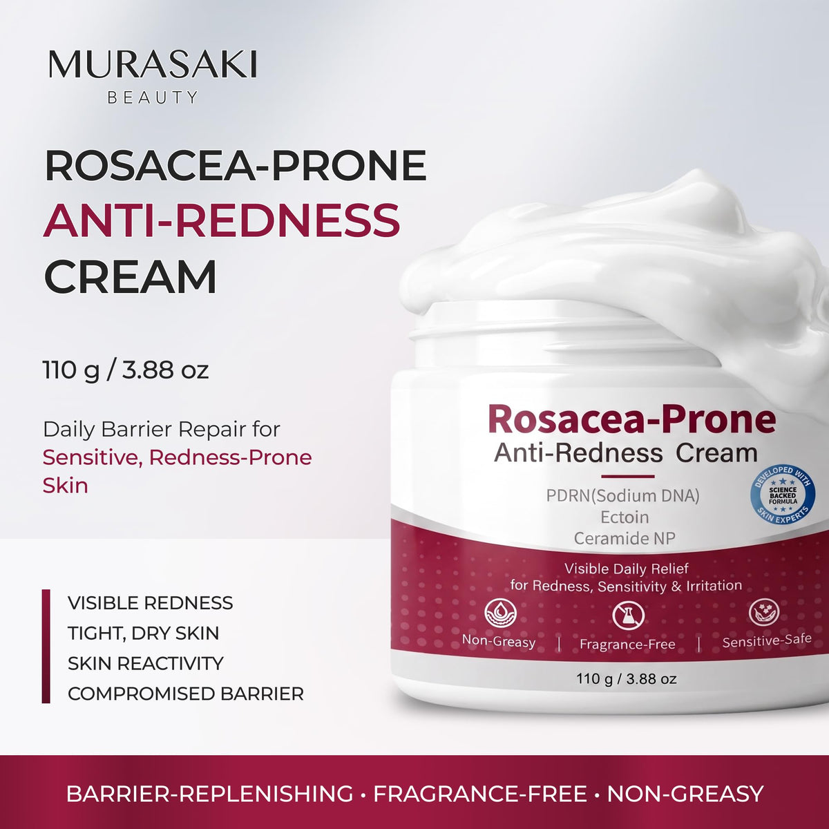 Rosacea Treatment for Face Anti Redness Barrier Cream 2Pack - MURASAKI BEAUTY Official Imagery - 5