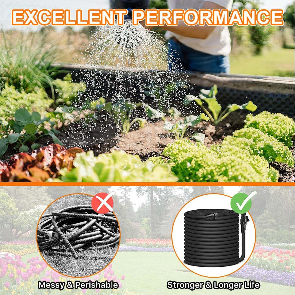 Vazpalas 75ft lightweight garden hose with triple layer construction and 3/4 inch fittings for watering and outdoor gardening.