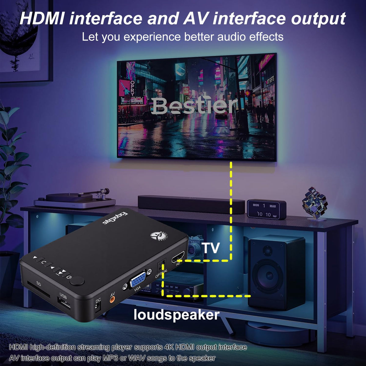 HDMI Media Player 4K Ultra HD Digital Media Player USB SD - FxyxGyc Official Imagery - 7