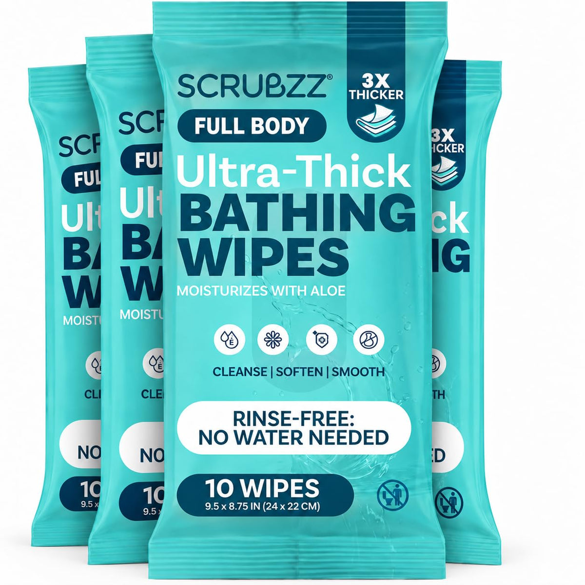 Extra Large Body Wipes for Adults Bathing No Rinse - Scrubzz Official Imagery - 2