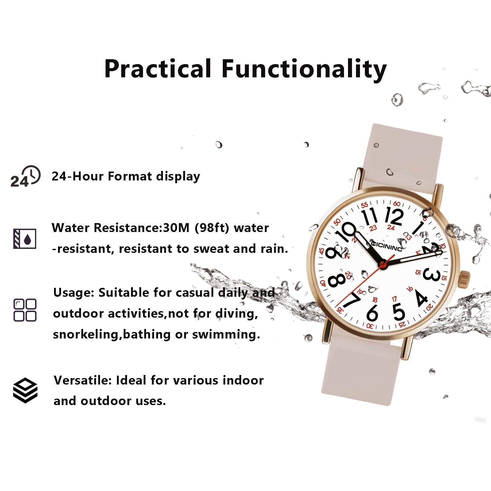 cicininc Watch with Second Hand for Nursing Women | Analog | Military - View 7