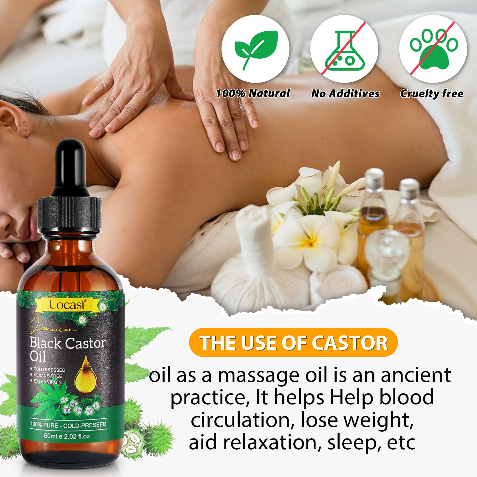 Uocasi Jamaican Black Castor Oil - & 100% Pure and Organic & Cold Pressed - Uocasi Official Product View 2