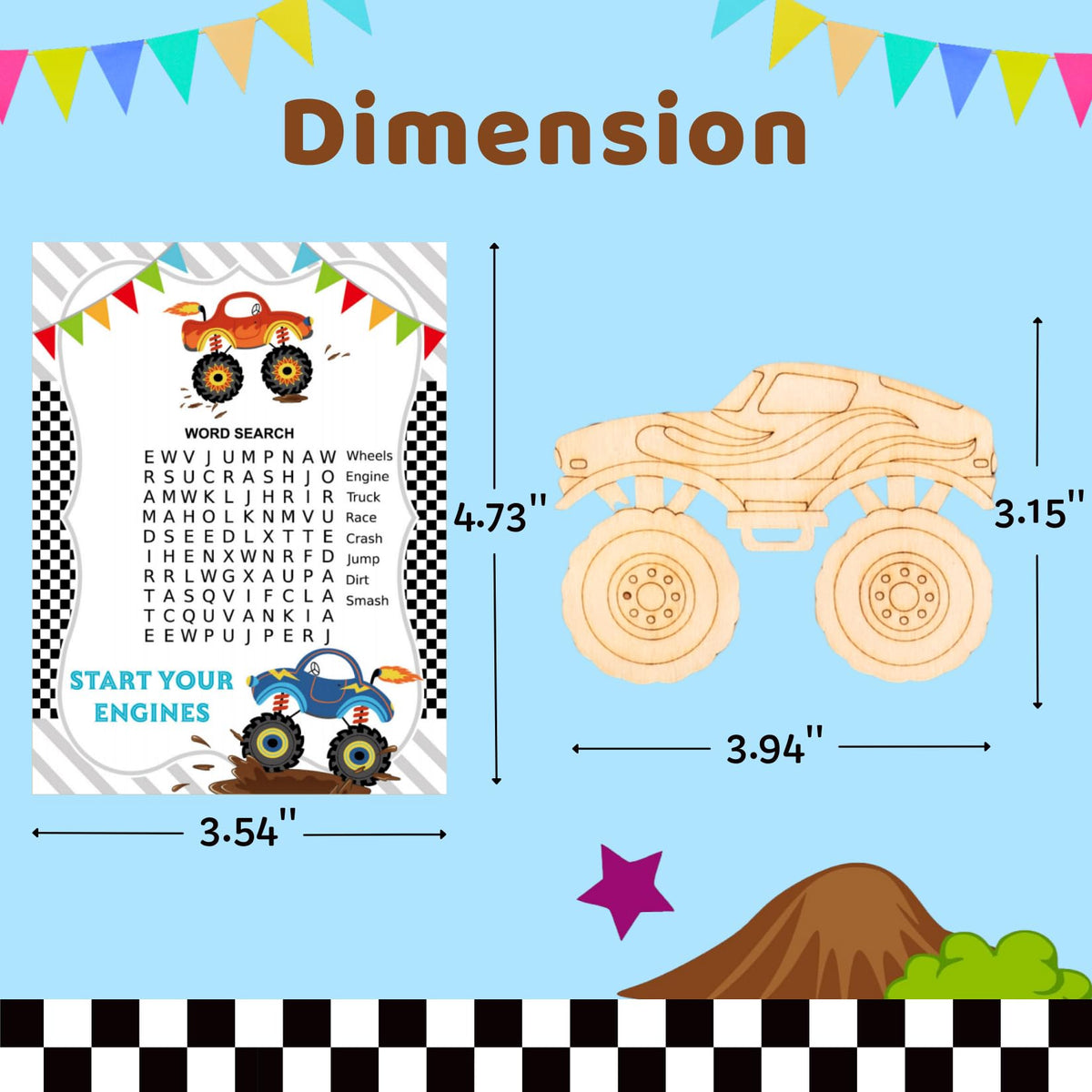 24 Pack Monster Truck Party Favors DIY Wood Painting Craft - GOGREENWOVEN Official Imagery - 6