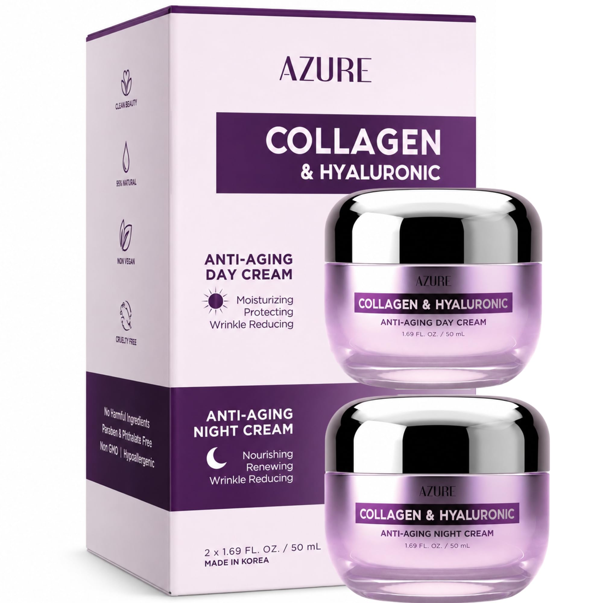 Hyaluronic Acid &amp; Retinol Face Moisturizer, Dermatologist - Azure Cosmetics