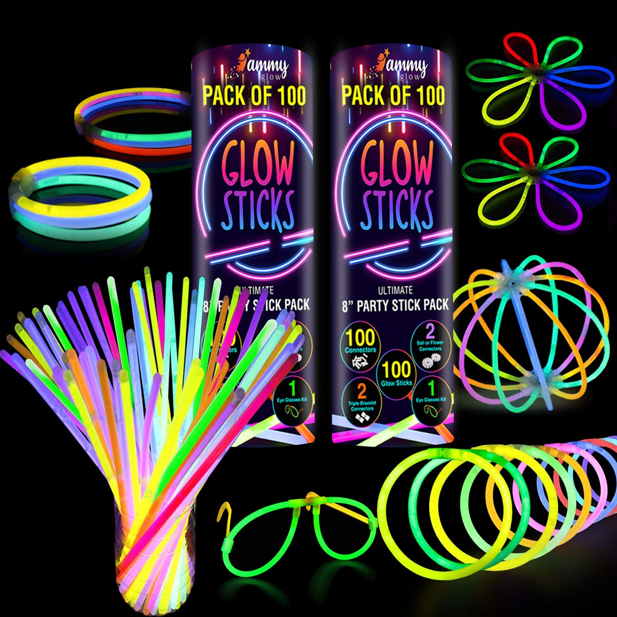 820 pcs Glow Sticks Bulk Glow in The Dark Party Supplies - Ammy Glow Official Imagery - 7