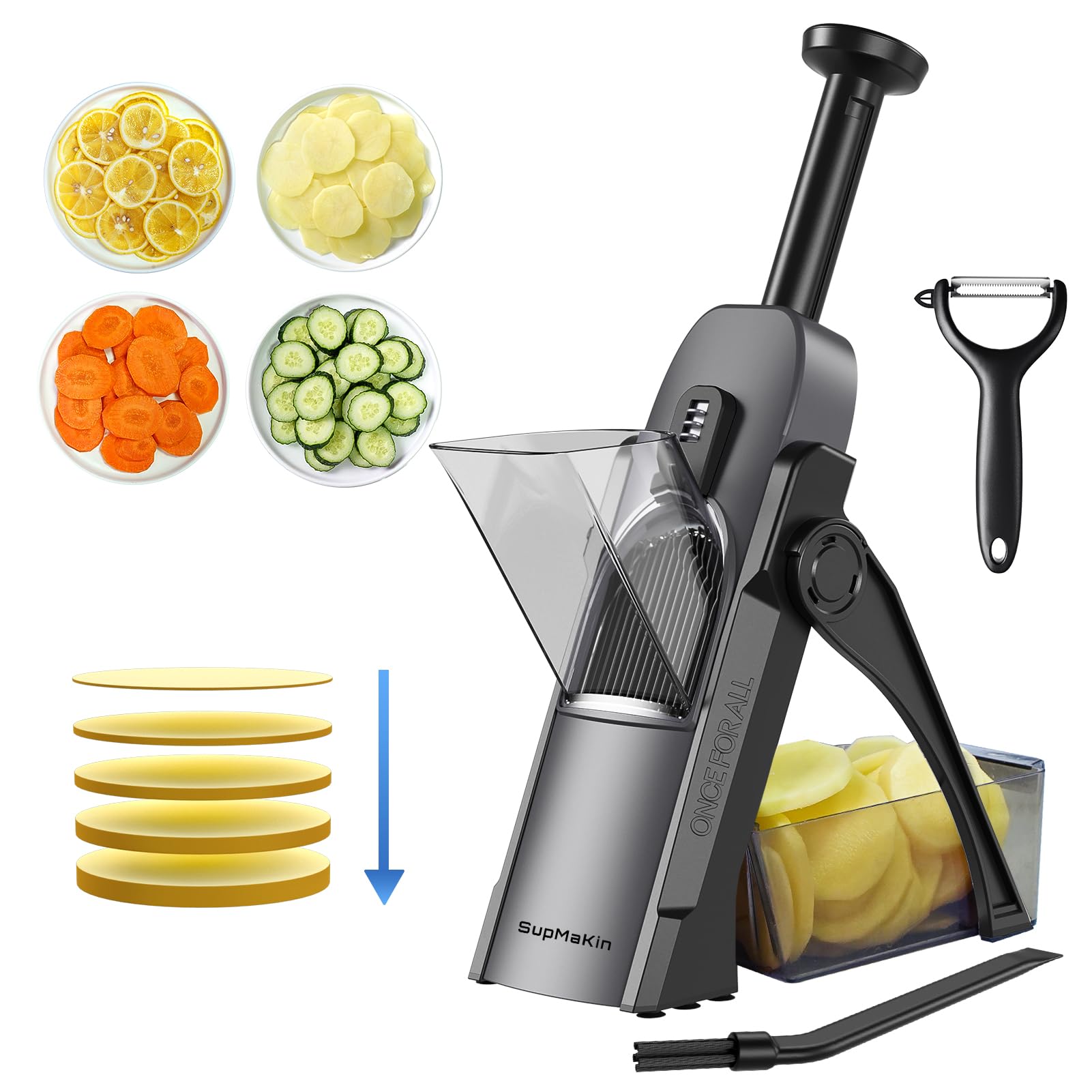 SupMaKin Safe Mandoline Slicer for Kitchen,Adjustable Potato Slic by SupMaKin - Angle View 7