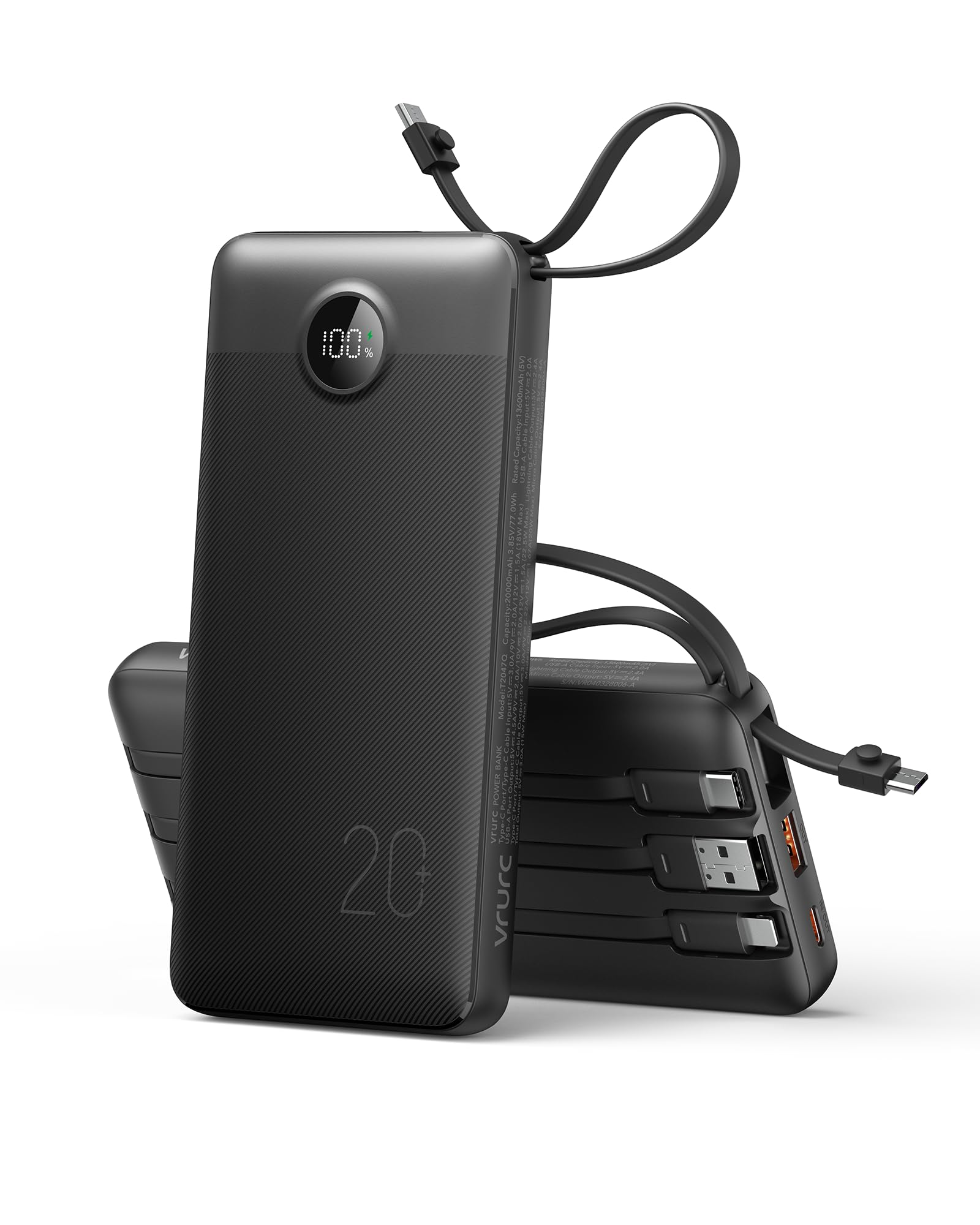 VRURC Portable Charger 4 Built in Cables 20000mAh Fast - VRURC Official Imagery - 2