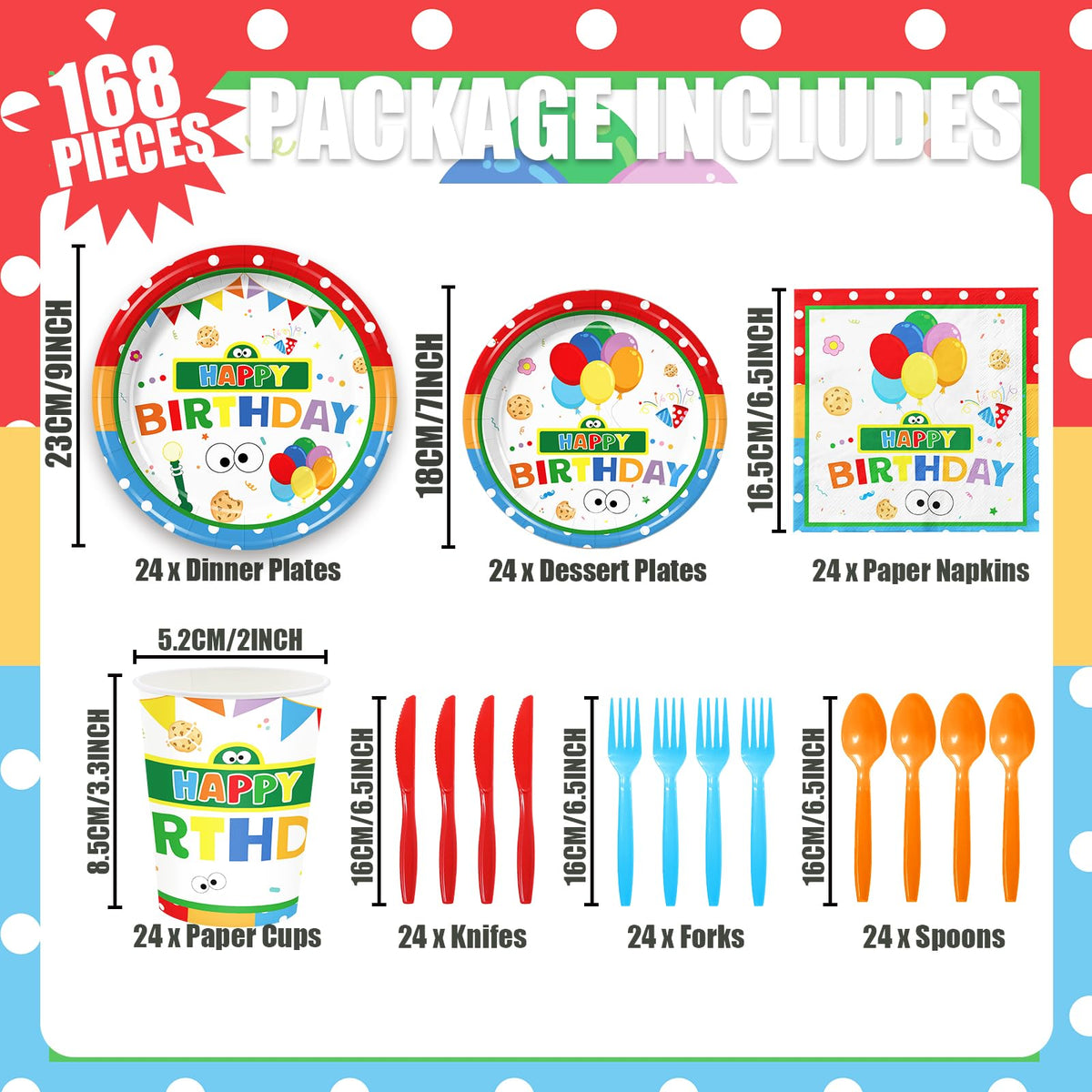 168PCS Party Supplies Cute Theme Birthday Decorations Serve - Galameow Official Imagery - 3
