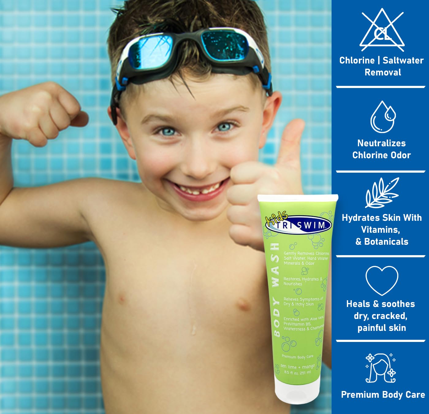Triswim Kids Scented Body Wash After Swimmer Skincare, Chlorine - TRISWIM