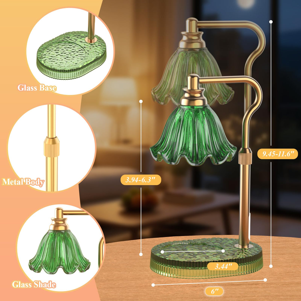 Flower Candle Warmer Lamp with Timer 4 Level Dimmer - WYghyronic Official Imagery - 3
