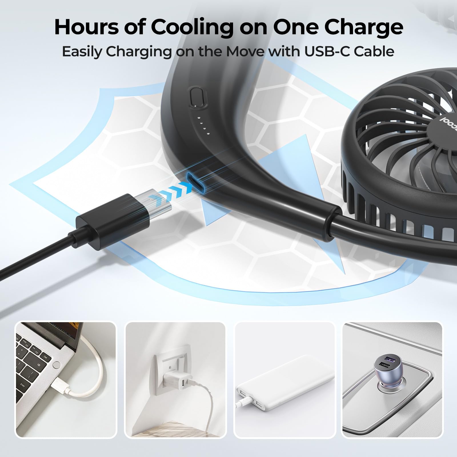 AMACOOL Portable Neck Fan, Lightweight Wearable with Hands-Free C by AMACOOL - Angle View 8