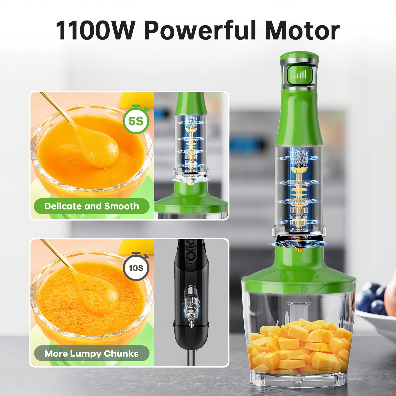 Turelar Immersion Blender Handheld Corded Hand Blenders Set 1100W - turelar Official Product View 3